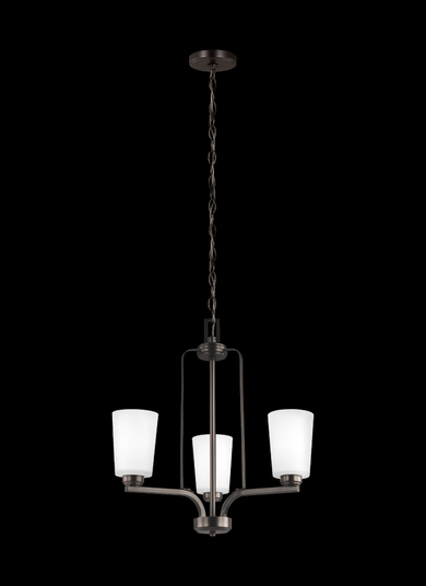 Franport transitional 3-light LED indoor dimmable ceiling chandelier pendant light in bronze finish (38|3128903EN3-710)