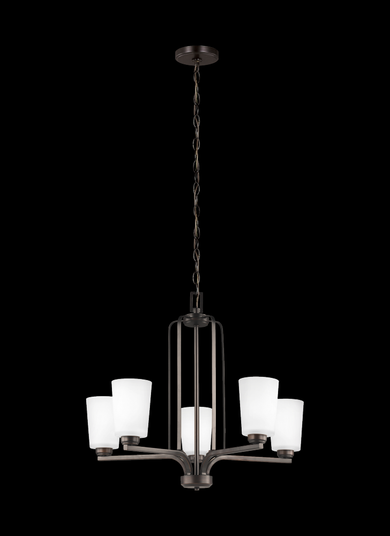 Franport transitional 5-light indoor dimmable ceiling chandelier pendant light in bronze finish with (38|3128905EN3-710)
