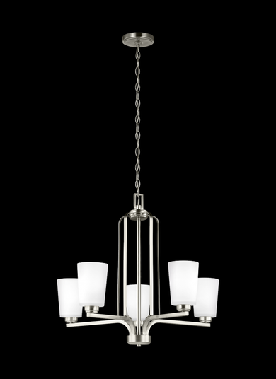 Franport transitional 5-light LED indoor dimmable ceiling chandelier pendant light in brushed nickel (38|3128905EN3-962)