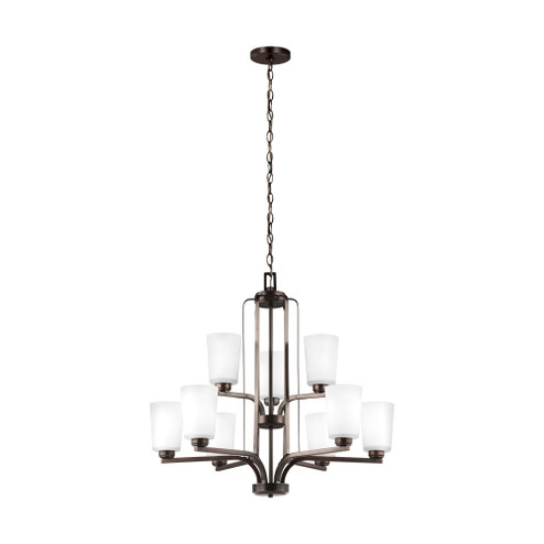 Franport transitional 9-light LED indoor dimmable ceiling chandelier pendant light in bronze finish (38|3128909EN3-710)