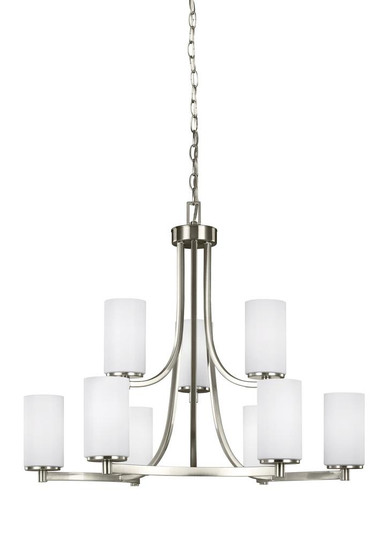 Hettinger transitional 9-light LED indoor dimmable ceiling chandelier pendant light in brushed nicke (38|3139109EN3-962)
