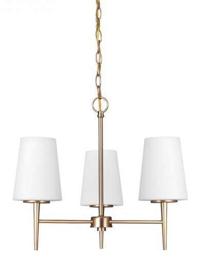 Driscoll contemporary 3-light LED indoor dimmable ceiling chandelier pendant light in satin brass go (38|3140403EN3-848)