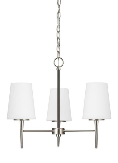 Driscoll contemporary 3-light LED indoor dimmable ceiling chandelier pendant light in brushed nickel (38|3140403EN3-962)