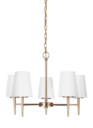 Driscoll contemporary 5-light LED indoor dimmable ceiling chandelier pendant light in satin brass go (38|3140405EN3-848)