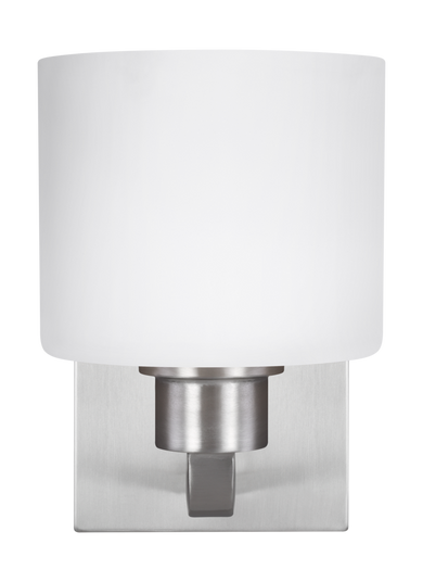 Canfield modern 1-light indoor dimmable bath vanity wall sconce in brushed nickel silver finish with (38|4128801-962)