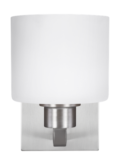 Canfield modern 1-light indoor dimmable bath vanity wall sconce in brushed nickel silver finish with (38|4128801-962)