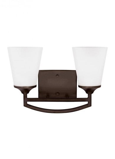 Hanford traditional 2-light LED indoor dimmable bath vanity wall sconce in bronze finish with satin (38|4424502EN3-710)