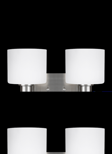 Canfield modern 2-light indoor dimmable bath vanity wall sconce in brushed nickel silver finish with (38|4428802-962)