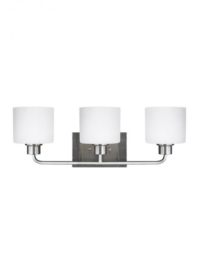 Canfield modern 3-light LED indoor dimmable bath vanity wall sconce in brushed nickel silver finish (38|4428803EN3-962)