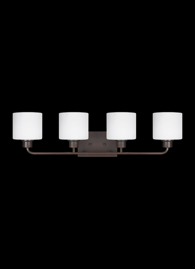 Canfield modern 4-light indoor dimmable bath vanity wall sconce in bronze finish with etched white i (38|4428804-710)