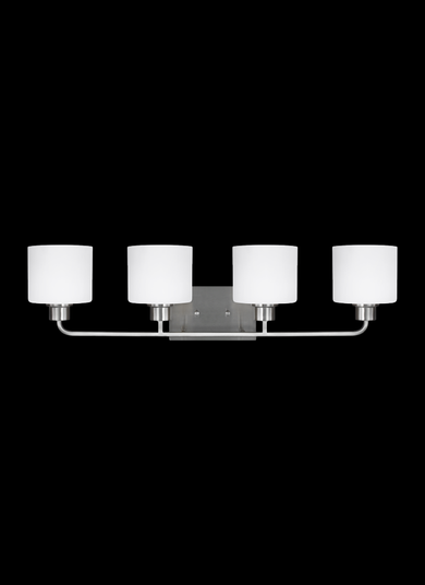Canfield modern 4-light indoor dimmable bath vanity wall sconce in brushed nickel silver finish with (38|4428804-962)