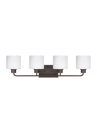 Canfield modern 4-light LED indoor dimmable bath vanity wall sconce in bronze finish with etched whi (38|4428804EN3-710)
