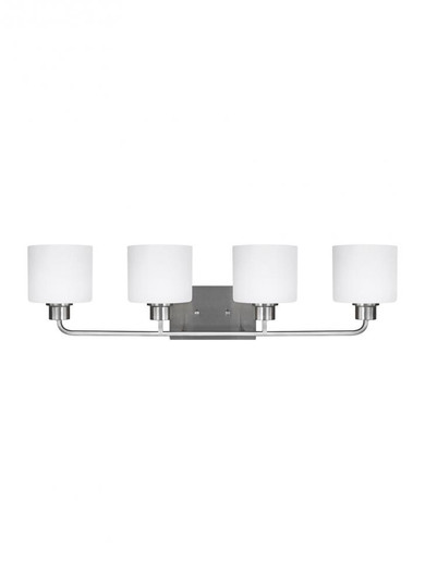 Canfield modern 4-light LED indoor dimmable bath vanity wall sconce in brushed nickel silver finish (38|4428804EN3-962)