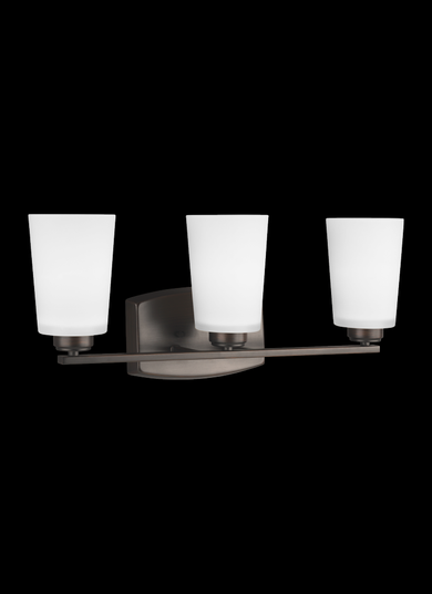 Franport transitional 3-light indoor dimmable bath vanity wall sconce in bronze finish with etched w (38|4428903-710)