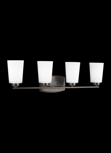 Franport transitional 4-light indoor dimmable bath vanity wall sconce in bronze finish with etched w (38|4428904-710)