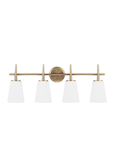 Driscoll contemporary 4-light LED indoor dimmable bath vanity wall sconce in satin brass gold finish (38|4440404EN3-848)