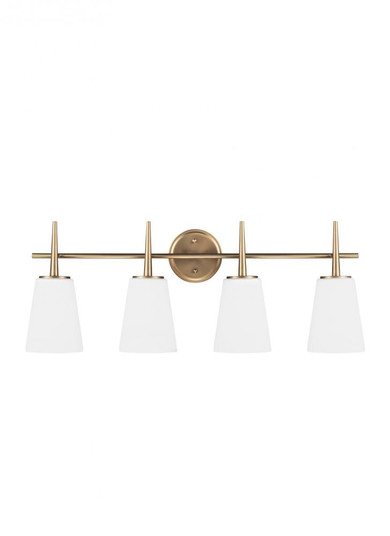 Driscoll contemporary 4-light LED indoor dimmable bath vanity wall sconce in satin brass gold finish (38|4440404EN3-848)