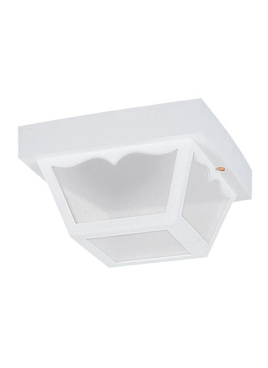 Outdoor Ceiling traditional 1-light LED outdoor exterior ceiling flush mount in white finish with cl (38|7567EN3-15)