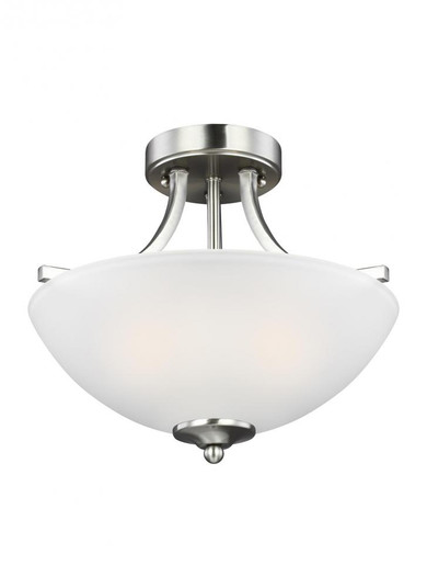 Geary transitional 2-light LED indoor dimmable ceiling flush mount fixture in brushed nickel silver (38|7716502EN3-962)