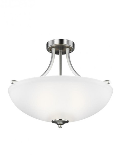 Geary transitional 3-light indoor dimmable ceiling flush mount fixture in brushed nickel silver fini (38|7716503-962)