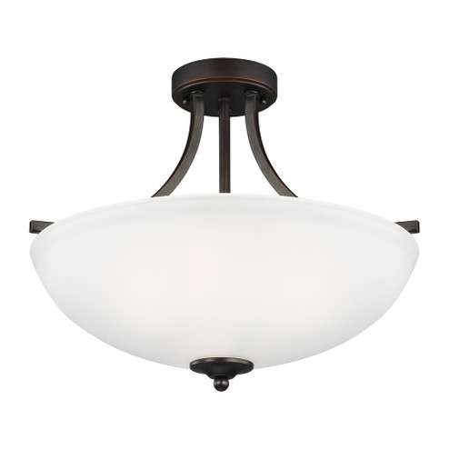 Geary transitional 3-light LED indoor dimmable ceiling flush mount fixture in bronze finish with sat (38|7716503EN3-710)