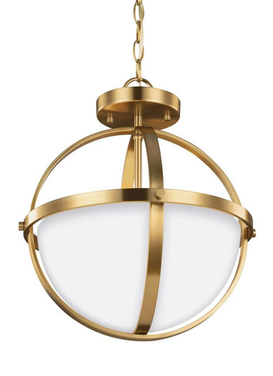 Alturas contemporary 2-light LED indoor dimmable ceiling semi-flush mount in satin brass gold finish (38|7724602EN3-848)