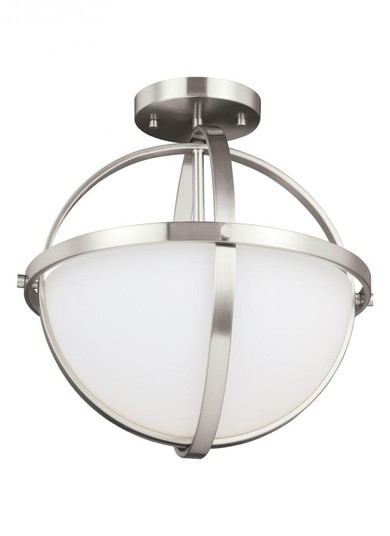 Alturas contemporary 2-light LED indoor dimmable ceiling semi-flush mount in brushed nickel silver (38|7724602EN3-962)