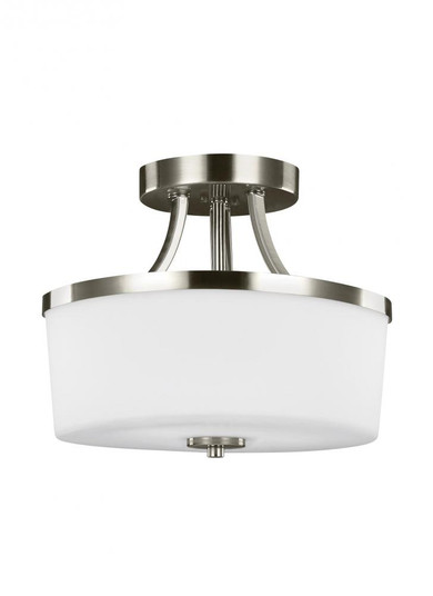 Hettinger transitional 2-light LED indoor dimmable ceiling flush mount in brushed nickel silver fini (38|7739102EN3-962)