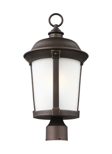 Calder traditional 1-light LED outdoor exterior post lantern in antique bronze finish with satin etc (38|8250701EN3-71)