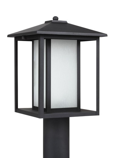 Hunnington contemporary 1-light LED outdoor exterior post lantern in black finish with etched seeded (38|89129EN3-12)