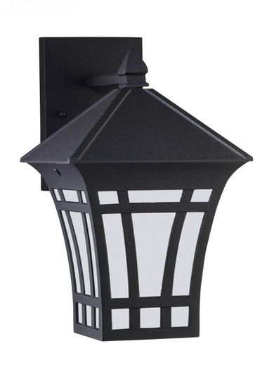 Herrington transitional 1-light LED outdoor exterior medium wall lantern sconce in black finish with (38|89132EN3-12)