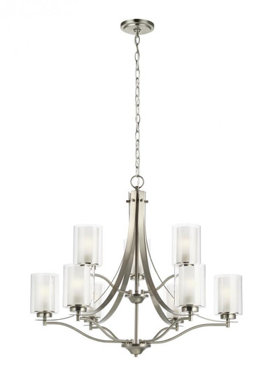 Elmwood Park traditional 9-light indoor dimmable ceiling chandelier pendant light in brushed nickel (38|3137309-962)