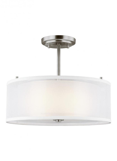 Elmwood Park traditional 2-light indoor dimmable ceiling semi-flush mount in brushed nickel silver f (38|7737302-962)