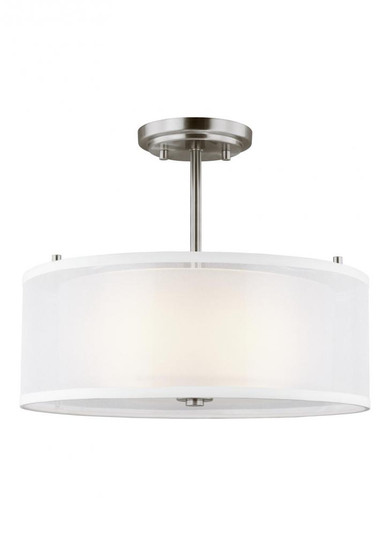 Elmwood Park traditional 2-light LED indoor dimmable ceiling semi-flush mount in brushed nickel silv (38|7737302EN3-962)