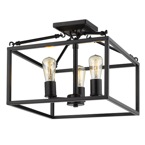 Golden Lighting Wesson 3-light Semi-Flush Mount in Matte Black (36|2072-SF BLK)