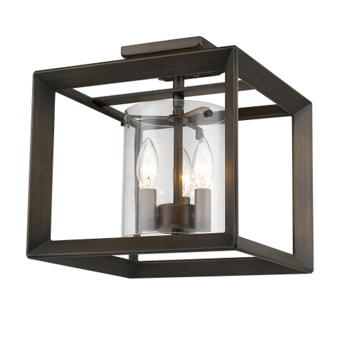 Golden Lighting Smyth 3-light Semi-Flush Mount in Gunmetal Bronze (36|2073-SF12 GMT-CLR)