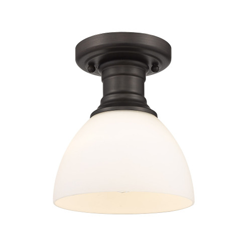Yep by Golden Lighting Hines 1-light Semi-Flush Mount in Rubbed Bronze and Opal Glass (36|3118-SF RBZ-OP)