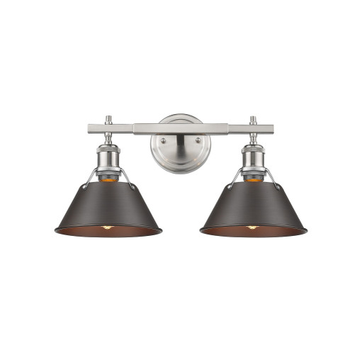 Yep by Golden Lighting Orwell 2-light Vanity in Pewter and Rubbed Bronze shade (36|3306-BA2 PW-RBZ)