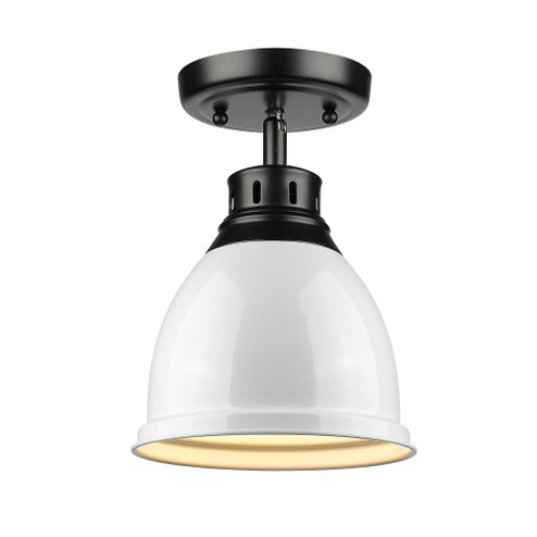 Wry Lighting Duncan 1-light Flush Mount in Matte Black and White shade (36|3602-FM BLK-WH)