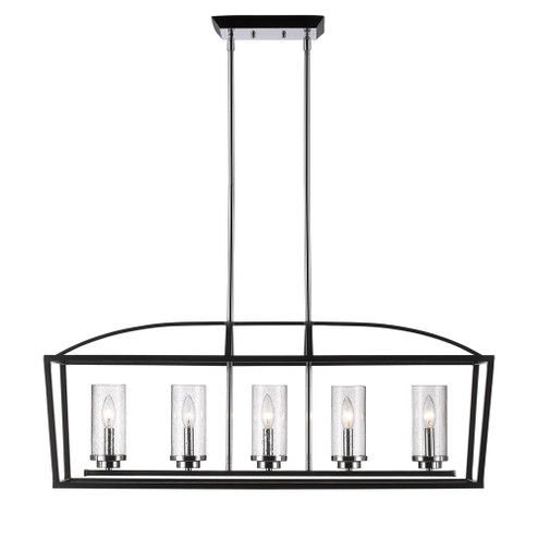 Mercer 5 Light Linear Pendant in Matte Black with Chrome accents and Seeded Glass (36|4309-LP BLK-SD)