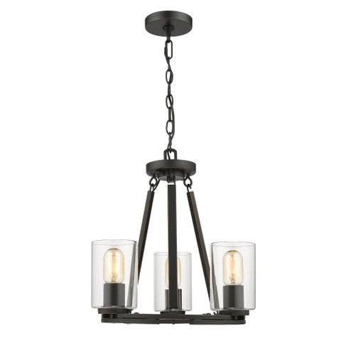 3 Light Chandelier (Convertible) (36|7041-3 BLK-CLR)