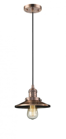 Railroad - 1 Light - 8 inch - Antique Copper - Cord hung - Mini Pendant (3442|201C-AC-M3)