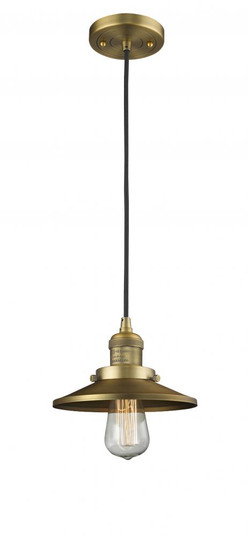 Railroad - 1 Light - 8 inch - Brushed Brass - Cord hung - Mini Pendant (3442|201C-BB-M4)