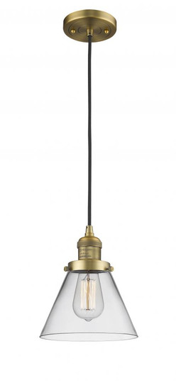 Cone - 1 Light - 8 inch - Brushed Brass - Cord hung - Mini Pendant (3442|201C-BB-G42)