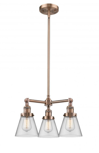 Cone - 3 Light - 19 inch - Antique Copper - Stem Hung - Chandelier (3442|207-AC-G62)