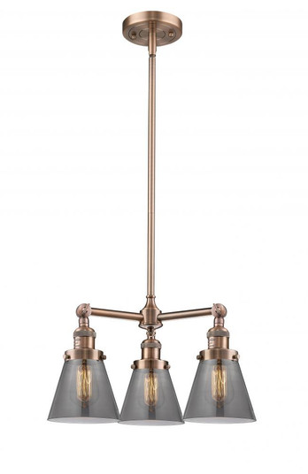 Cone - 3 Light - 19 inch - Antique Copper - Stem Hung - Chandelier (3442|207-AC-G63)