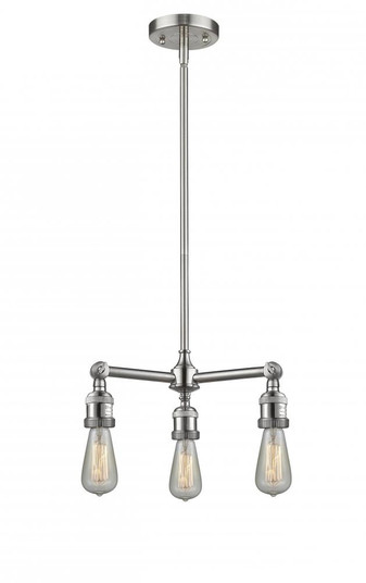 Bare Bulb - 3 Light - 15 inch - Brushed Satin Nickel - Stem Hung - Chandelier (3442|207-SN)