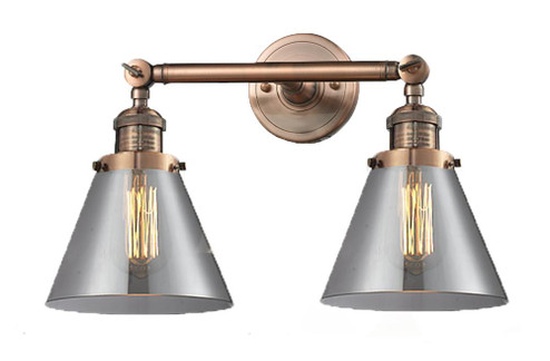 Cone - 2 Light - 18 inch - Antique Copper - Adjustable Bath Vanity Light (3442|208-AC-G43)