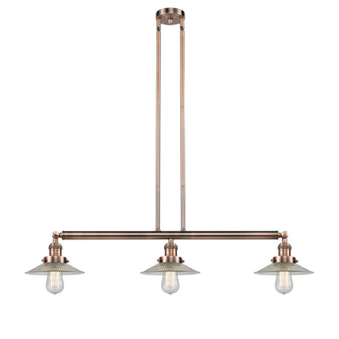 Halophane - 3 Light - 41 inch - Antique Copper - Stem Hung - Adjustable Island Light (3442|213-AC-G2)