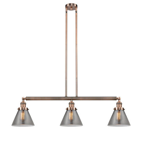 Cone - 3 Light - 40 inch - Antique Copper - Stem Hung - Adjustable Island Light (3442|213-AC-G43)